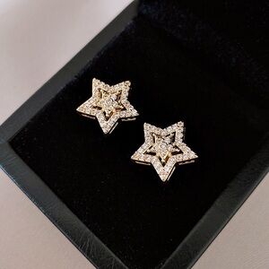 Gold Star Crystal Stud Earrings - Women Jewelry